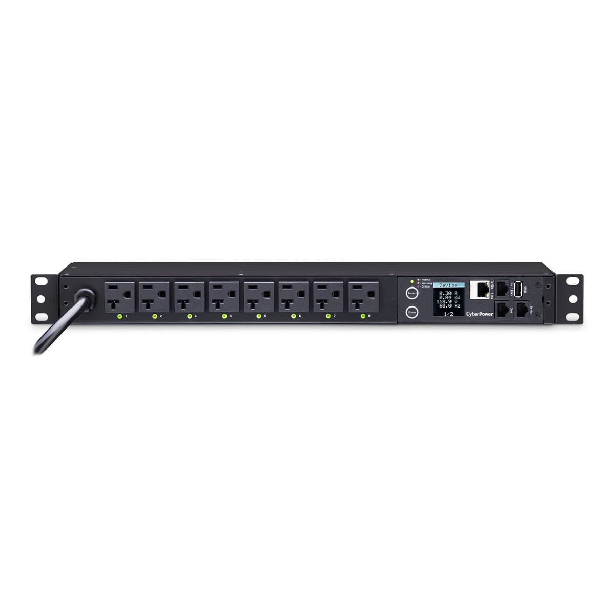 CyberPower PDU41002 PDU conmutada, 100-120V/20A (derivado a 15A), 8 tomacorrientes, montaje en rack 1U