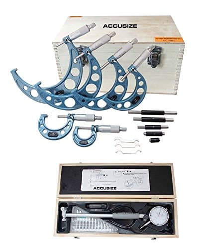 Accusize Juego 6 pc micrómetros 0-6'' + Dial Bore Gauge 2-6'' 0906-1006