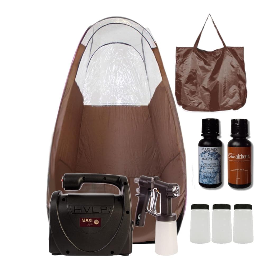 MaxiMist Elite Evo Máquina de Bronceado Sin Sol HVLP Kit con Carpa Marrón P2-HLKO-C36Y