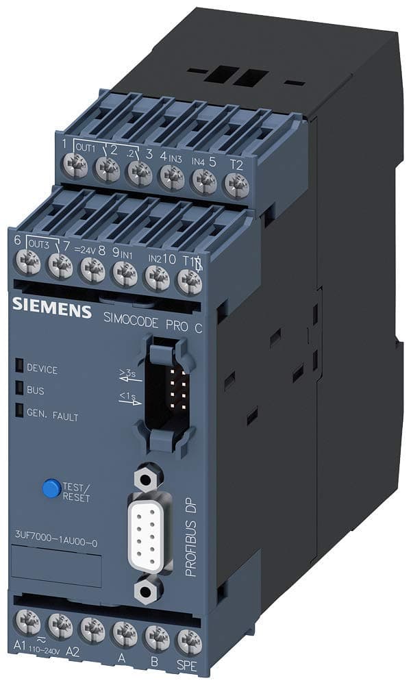 Siemens 3UF7 000-1AU00-0 SIMOCODE pro C, dispositivo de control de motores 110-240VAC/VDC