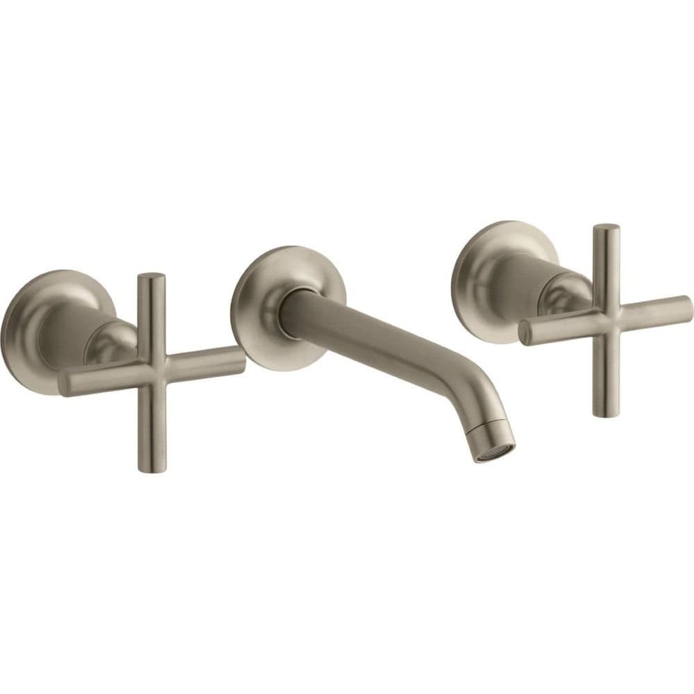 KOHLER K-T14413-3-BV Purist Grifería de Pared de Dos Manijas con Pico 6-1/4", Brushed Bronze