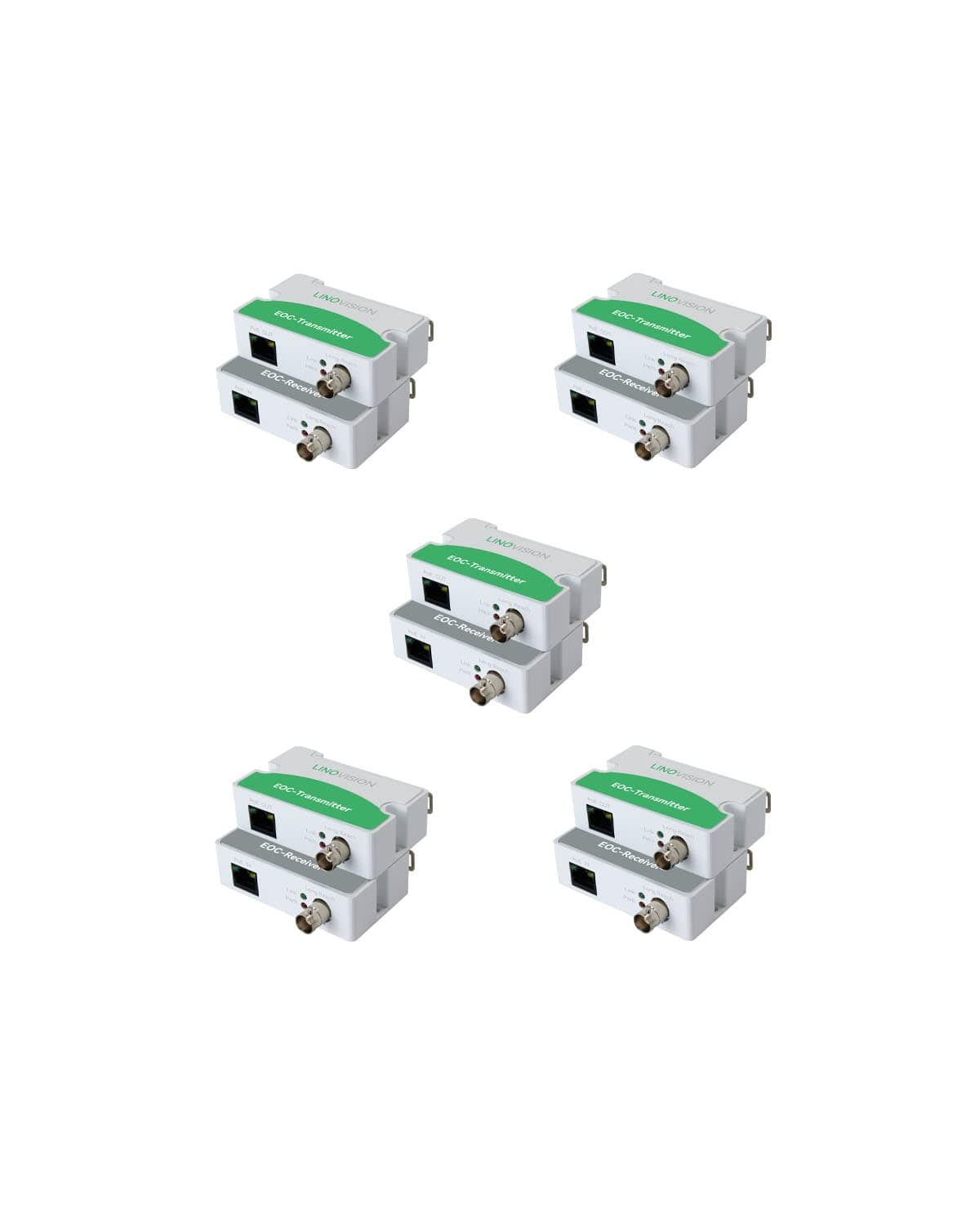LINOVISION Convertidor EOC PoE sobre Coax IP sobre Coax Máx. 3000 ft Transmisión de Energía y Datos sobre Cable Coaxial RG59 Regular para Actualizar Sistema de Vigilancia Analógico a Sistema de Vigilancia IP (Paquete de 5) EOC-Converter(5 pack)