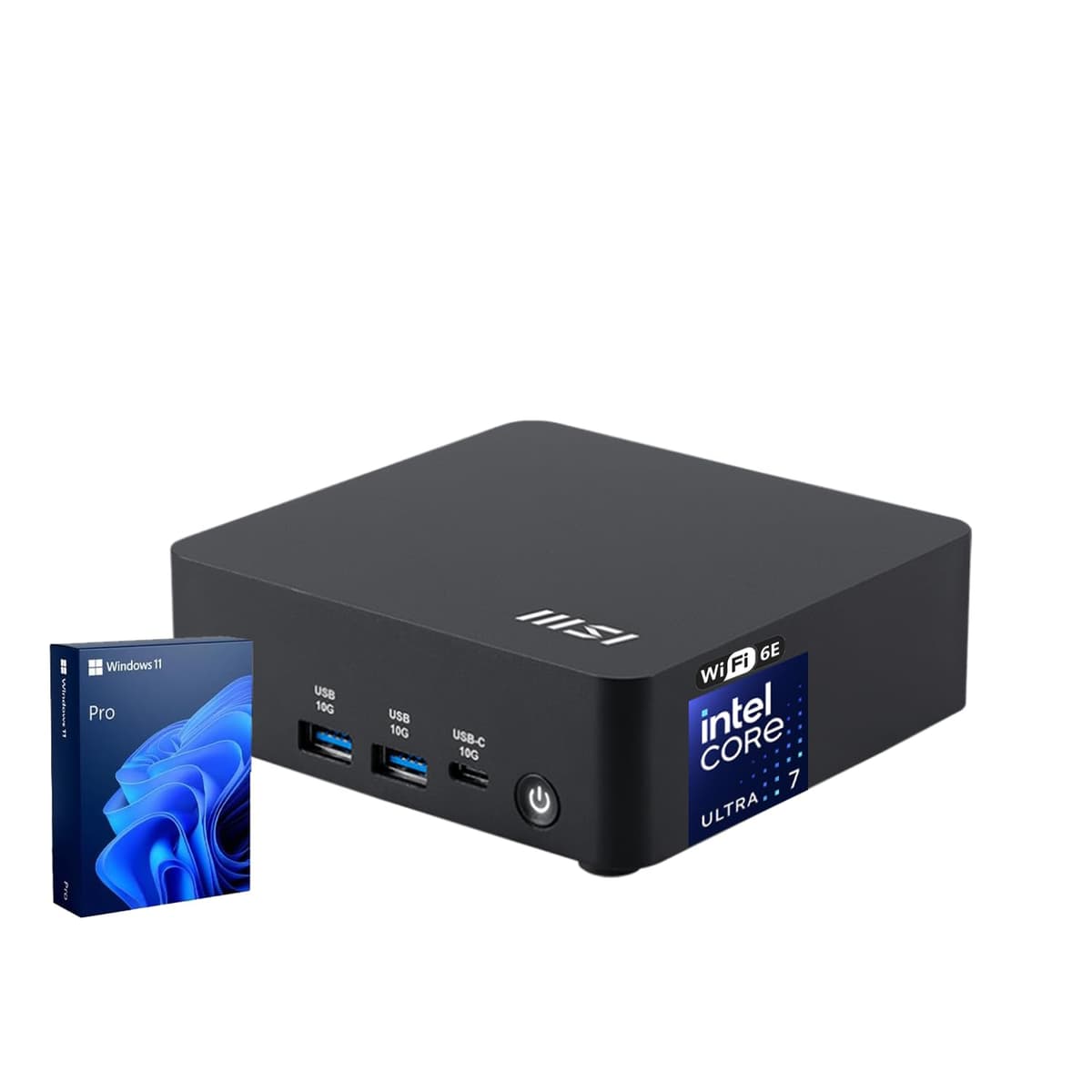 msi Cubi NUC AI Business Mini Desktop con Intel Core Ultra 7 155H, 64GB DDR5, 2TB SSD, 4 pantallas, Thunderbolt 4, Wi-Fi 6E, Windows 11 Pro