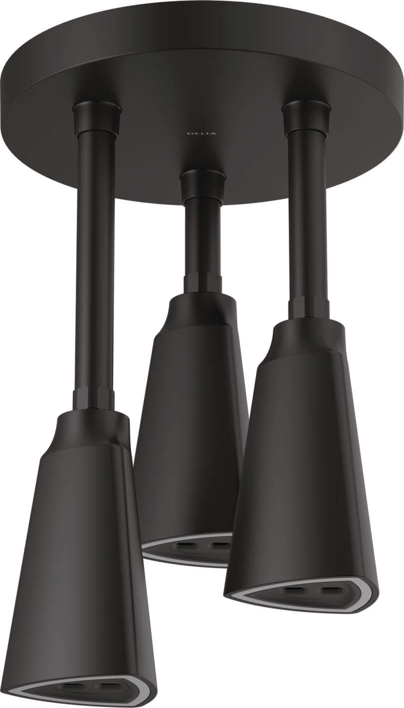 DELTA 57140-BL25-L cabezal lluvia colgante H2Okinetic con luces LED, negro mate