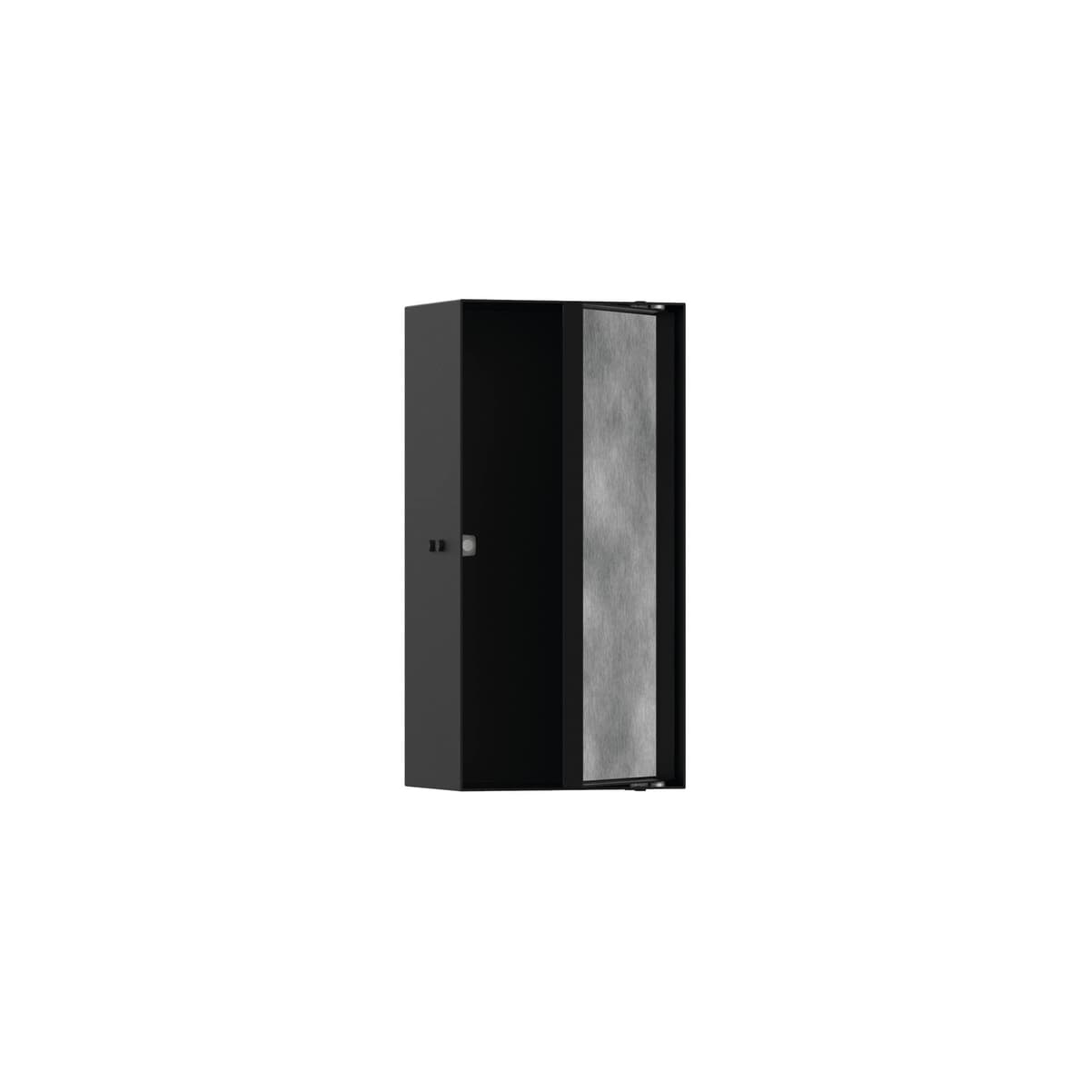 hansgrohe XtraStoris Rock nicho empotrado 12"x 6"x 4" con puerta para revestir en negro mate, 56082670