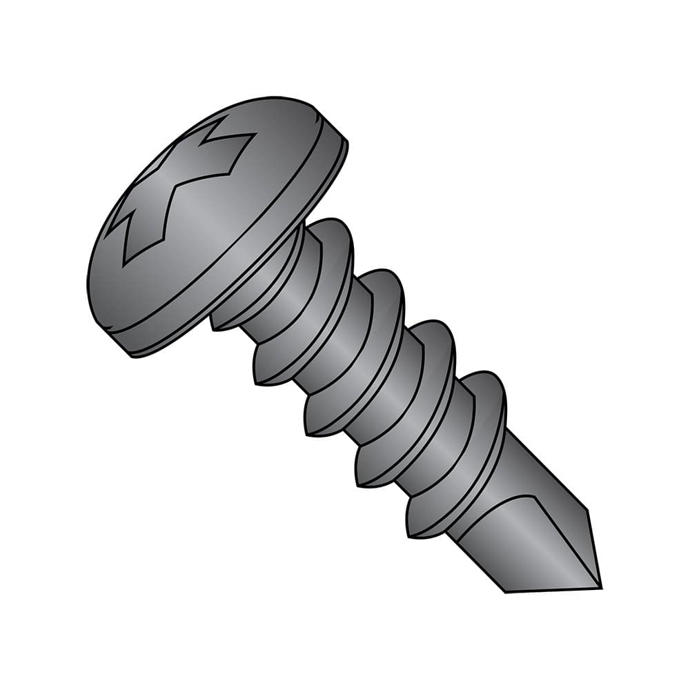 Small Parts 0808KPPB Tornillo Autotaladrante Acero Negro Oxidado Pan Head Phillips #2 Drill Point #8-18 x 1/2" (100)