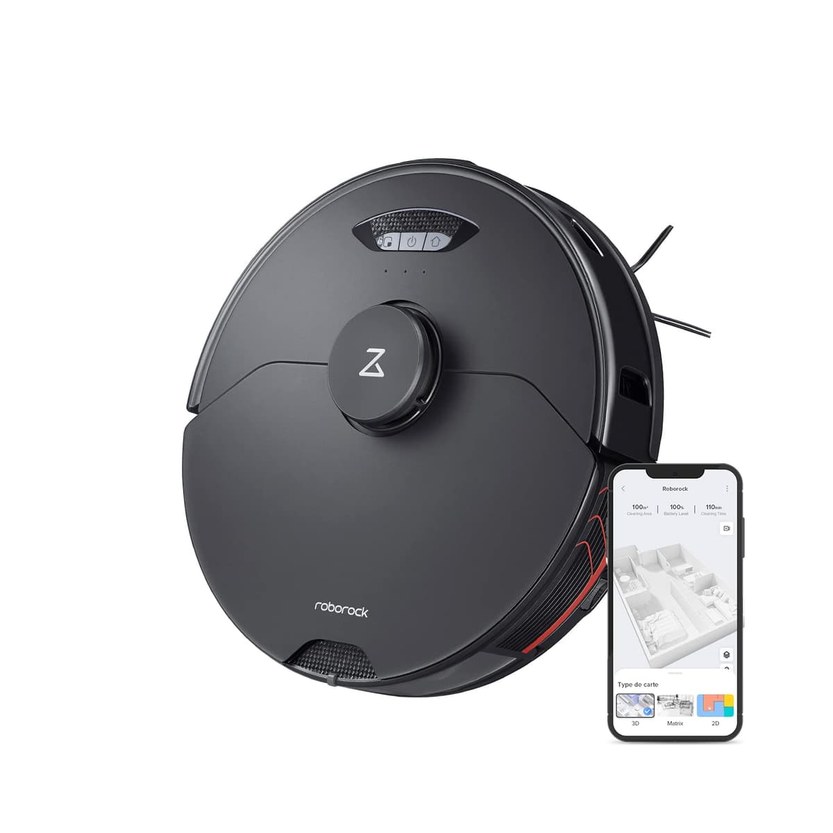 roborock S7 MaxV Robot Aspirador y Fregadora Sónica - 5100Pa, evasión de obstáculos 3D, mopa elevable y detección ultrasónica de alfombras