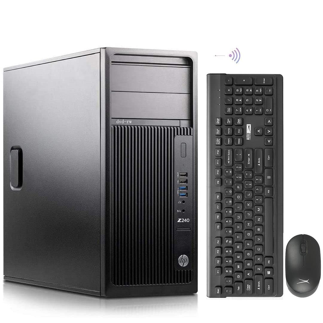 Computadora de Torre HP Workstation Z240, i7 de Escritorio, 16GB RAM, 1TB SSD + 2TB HDD, WiFi 6E AX210 Integrado, Windows 11, HDMI, DVI, DP, DVD, NVIDIA GT 1030 2GB, Teclado y Mouse Inalámbricos + PAD TJJ (Reacondicionado)