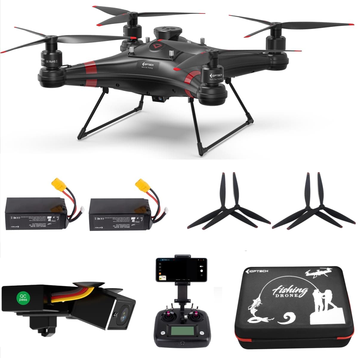 Camoro Poseidon 480 Drone de Pesca 4K, IP66,3kg de carga, 33 min sin carga, transmisión 1000m id-cmo-480-1