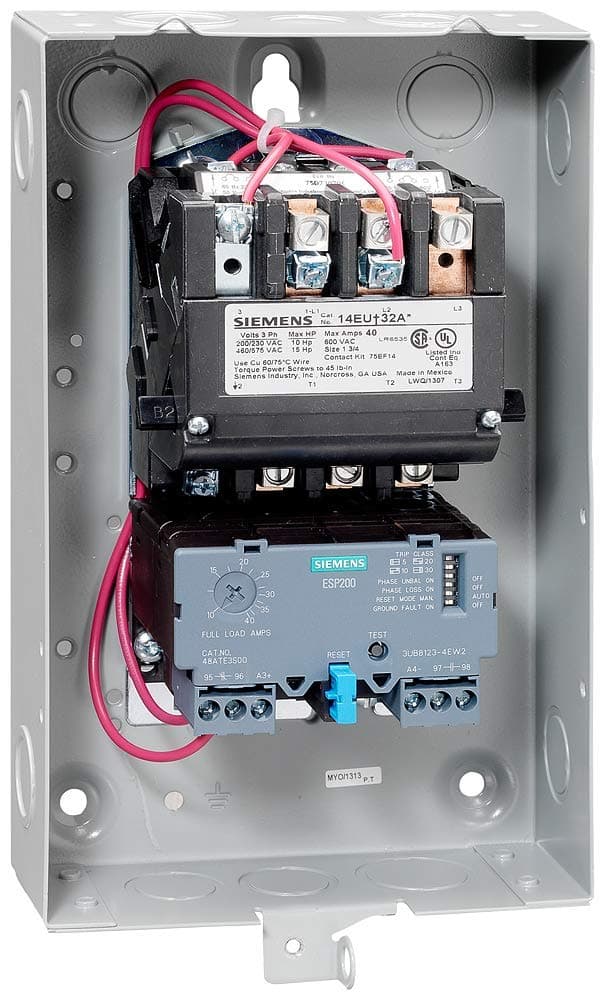 Siemens 14EUE32BG Arrancador de motor de servicio pesado, 3 fases, 3 polos, 10-40A, NEMA 1,220-240V