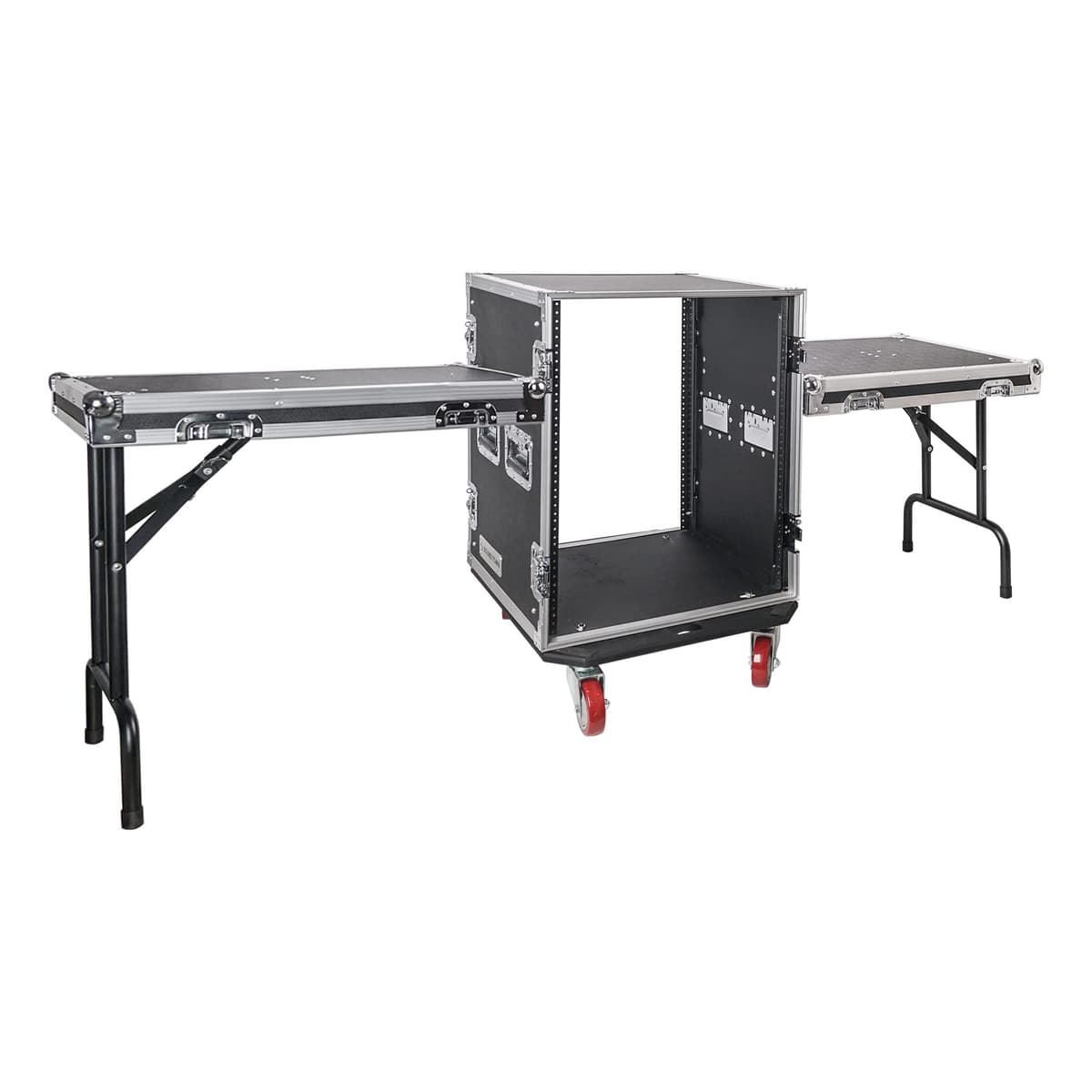 Sound Town STRC-14UWT2 Rack/Flight Case 14U con mesas laterales y profundidad rackeable de 21"