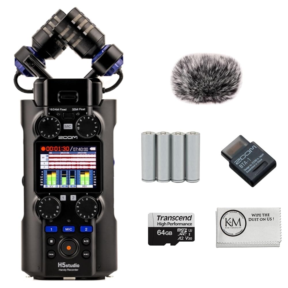 Zoom H5studio Handy Recorder Bundle con BTA-1, 64GB microSDXC, Paraviento, 4 AA, Paño ZOOZH5STUDIO-001