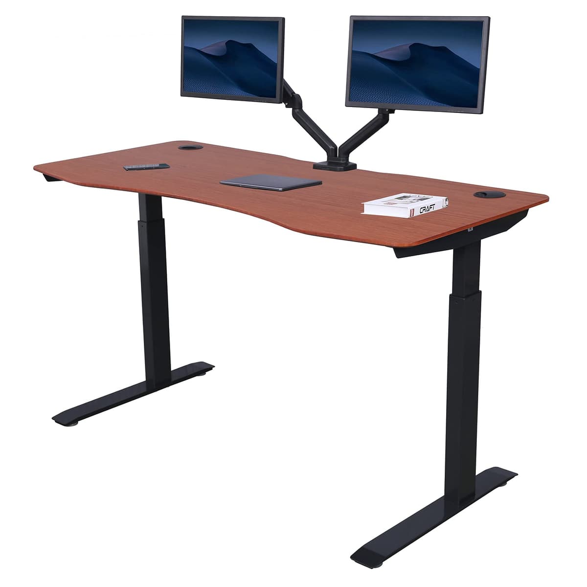 ApexDesk Elite Pro Series Escritorio Eléctrico Ajustable 60" x 27" Curvo - Bambú ET60BAM