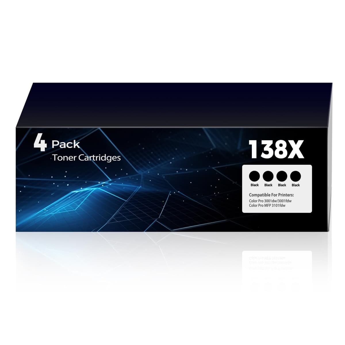 Gaiyeep Tuny 138X Cartucho de Tóner Negro Alta Capacidad 4-Pack con Chip Compatible con HP 3001 Series GA-4BK-138X-FBM