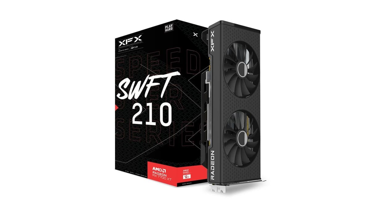 Tarjeta gráfica para juegos XFX Speedster SWFT210 Radeon RX 7700 XT con 12GB GDDR6 HDMI y 3x DisplayPort, AMD RDNA 3 RX-77TSWFTFP