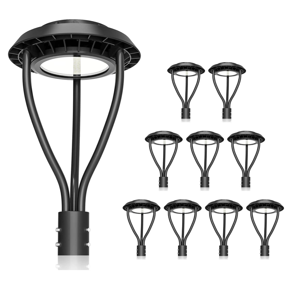 KUKUPPO Pack de 10 Lámparas Post Top LED 100W Selectable, Dusk to Dawn, IP65 NG-PTA-100WD-508S-BAT-10pcs