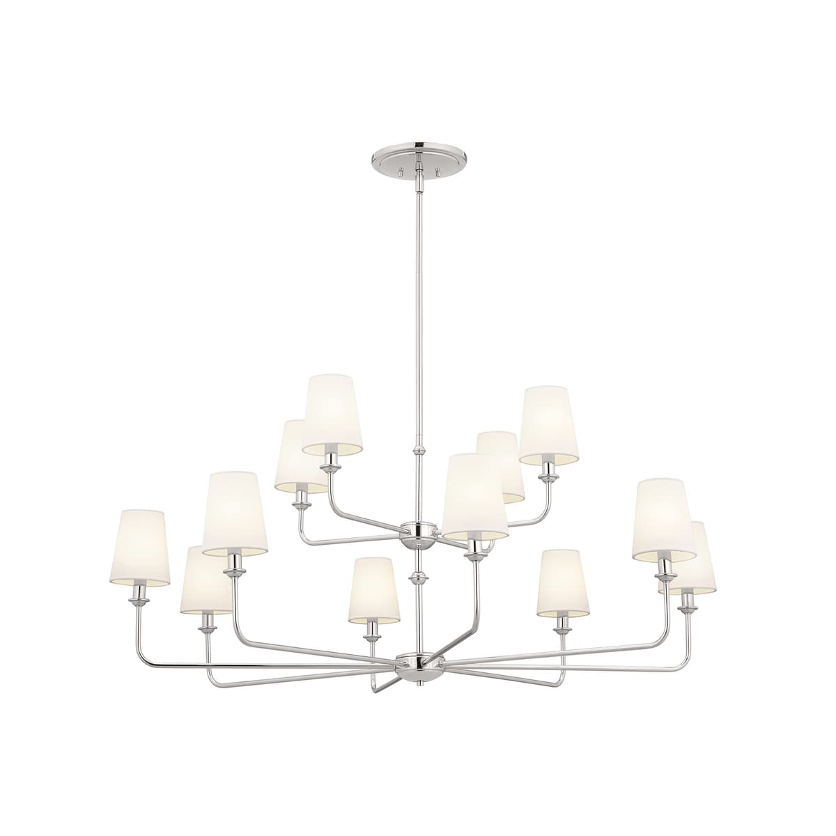 Kichler Pallas candelabro de 12 luces en níquel pulido con pantallas opcionales de lino, 52518PN