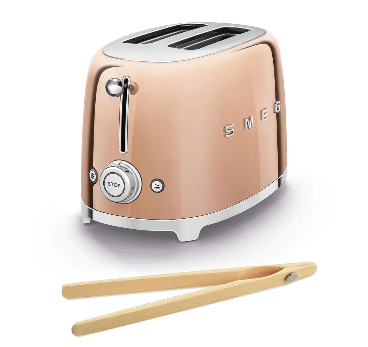 Smeg TSF01RGUS Tostadora 50's Retro 2 Rebanadas + Pinzas de Bambú (Rose Gold) TSF01RGUS-1982