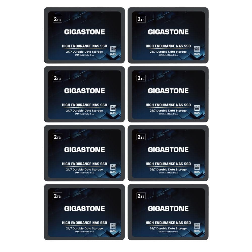 Gigastone SSD NAS 2TB (Paquete 8) 2.5" SATA, TLC Alta Durabilidad para RAID & 24/7 GS-SSD-N-2TB-8PK-B
