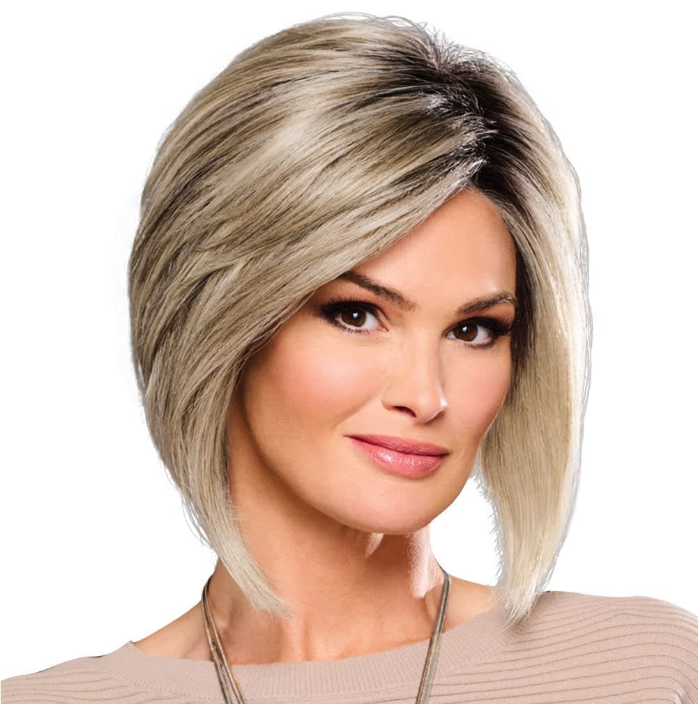 Hair u wear Raquel Welch Boudoir Glam bob a la altura de la barbilla, 100% anudada a mano, casquete Petite-Average, RL1621SS Sand