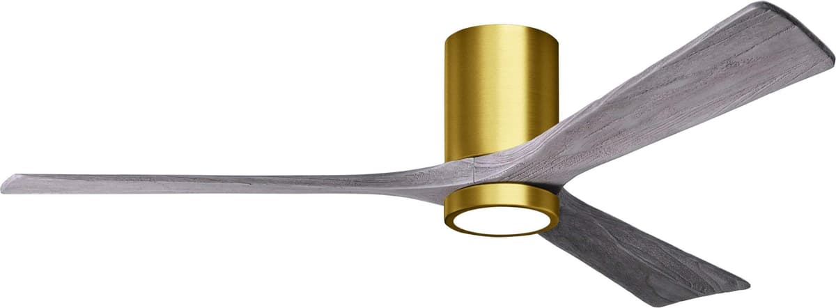 Matthews IR3HLK-BRBR-BW-60 Irene Ventilador de techo 60" con luz, control remoto y pared, motor DC silencioso, 3 palas de madera, Brushed Brass con Barn Wood Tone