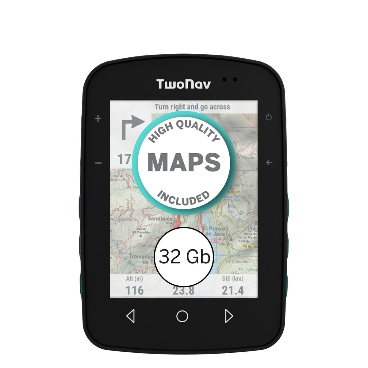 TwoNav Terra (32 GB) GPS para Bicicleta y Outdoor con Pantalla de 3.7'' y Mapas Incluidos