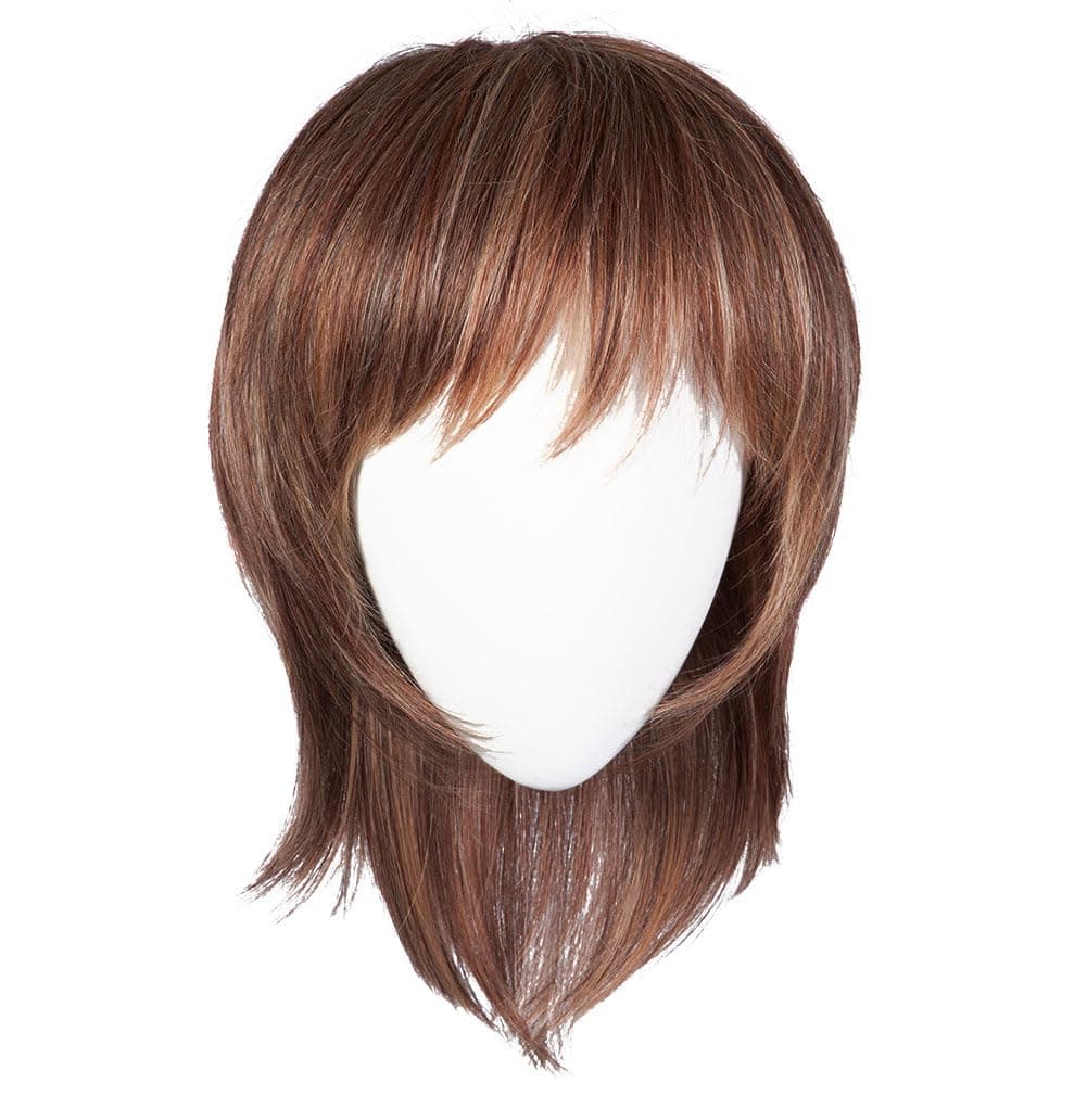 Hair u wear Peluca Raquel Welch Black Tie Chic media melena en capas con volumen sutil - RL5/27 Ginger Brown, talla estándar
