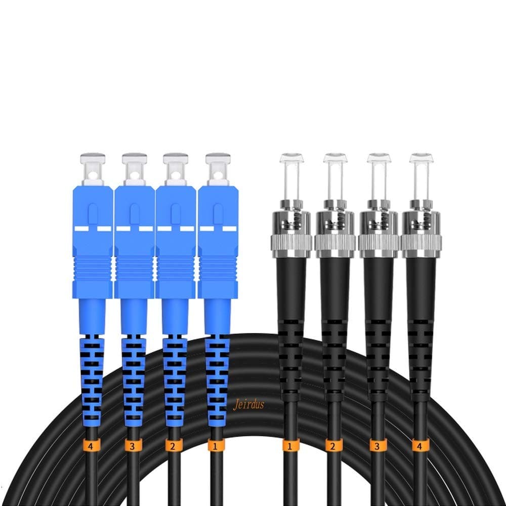 Jeirdus Cable Óptico Monomodo 9/125 SC a ST Armado para Exteriores 250 Metros (820 pies) 4 Núcleos Patch Cord Optico FBM-OASCST4S250