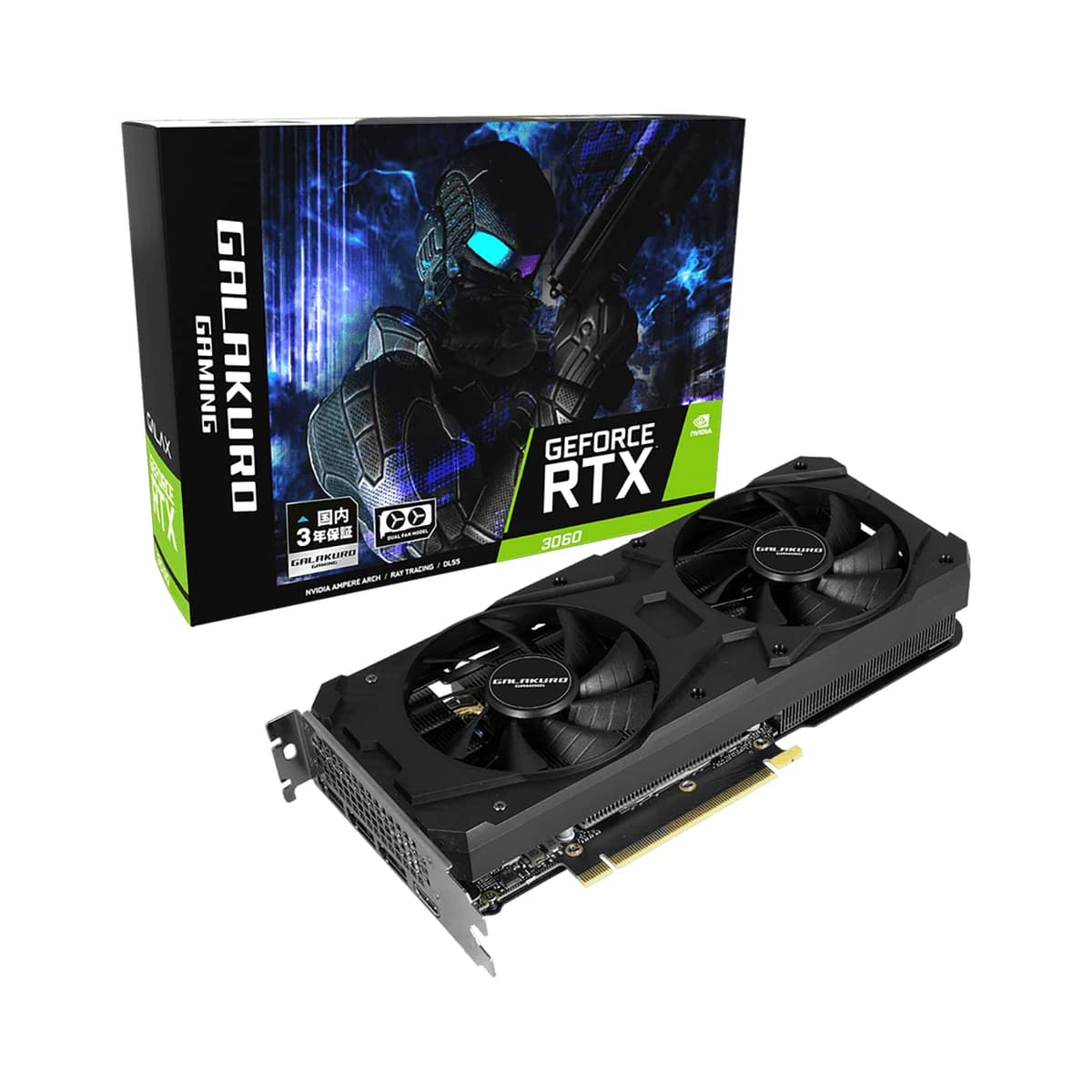 玄人志向 NVIDIA GeForce RTX3060 Tarjeta Gráfica GDDR6 12 GB Serie Gaming GALAKURO GG-RTX3060-E12GB/OC/DF