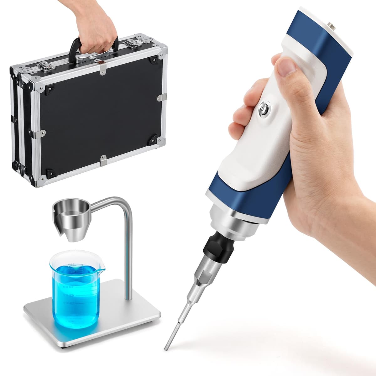 Bonvoisin - Homogeneizador ultrasónico de mano, emulsificador, sonicador, procesador, disruptor celular, mezclador con soporte y estuche de transporte 110V (3mm 0.1~30ml) B0C4FD4G1J-1