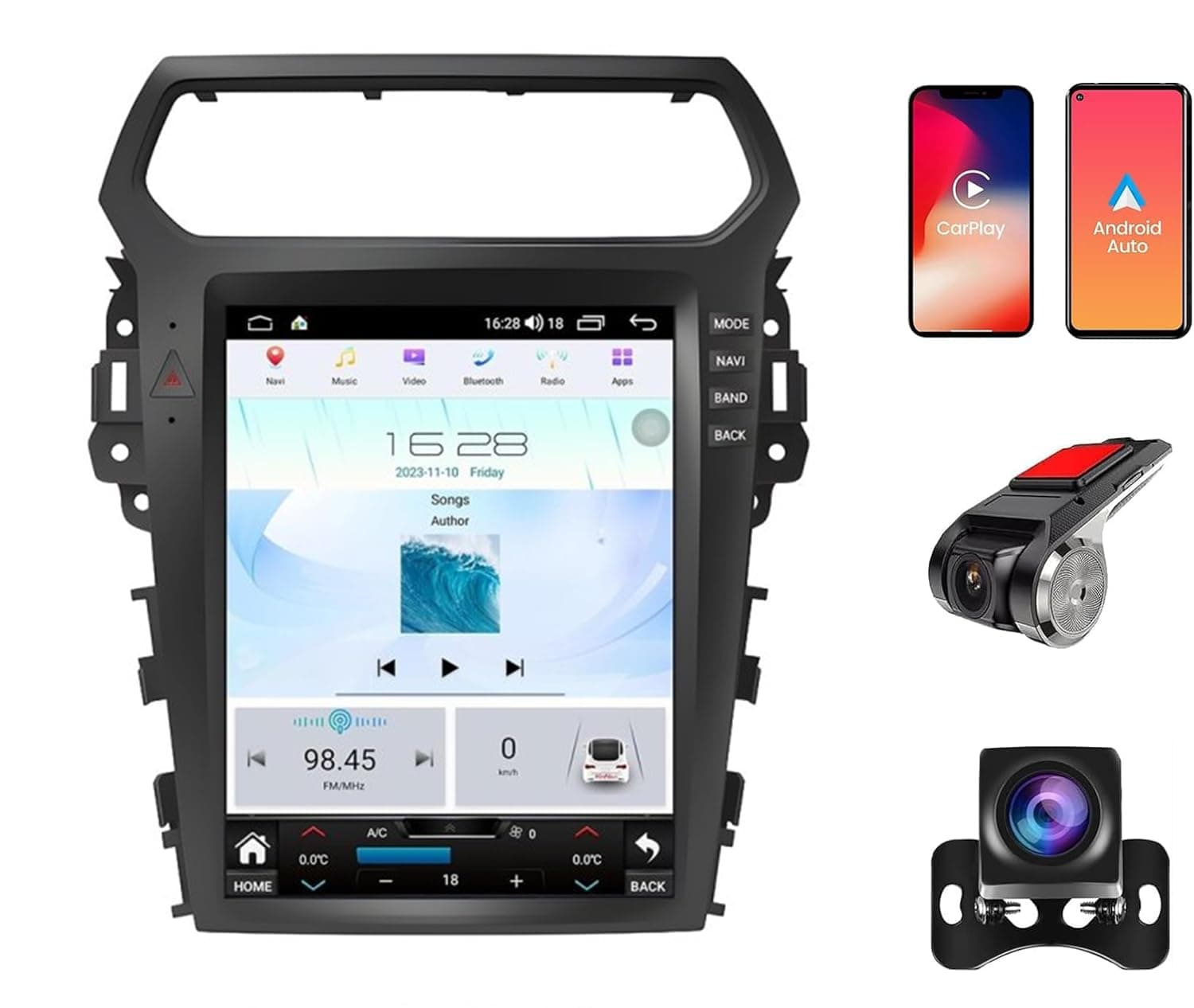 KiriNavi Car Radio Stereo para Ford Explorer/Interceptor 2011-2019 con Pantalla Vertical 12.1" y DSP