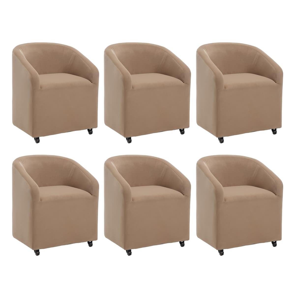 BESTANO Juego de 6 Sillas de Comedor Tapizadas Modernas con Ruedas Removibles, Terciopelo, Khaki 055a16fc32ac435cbbbfa60a15120435