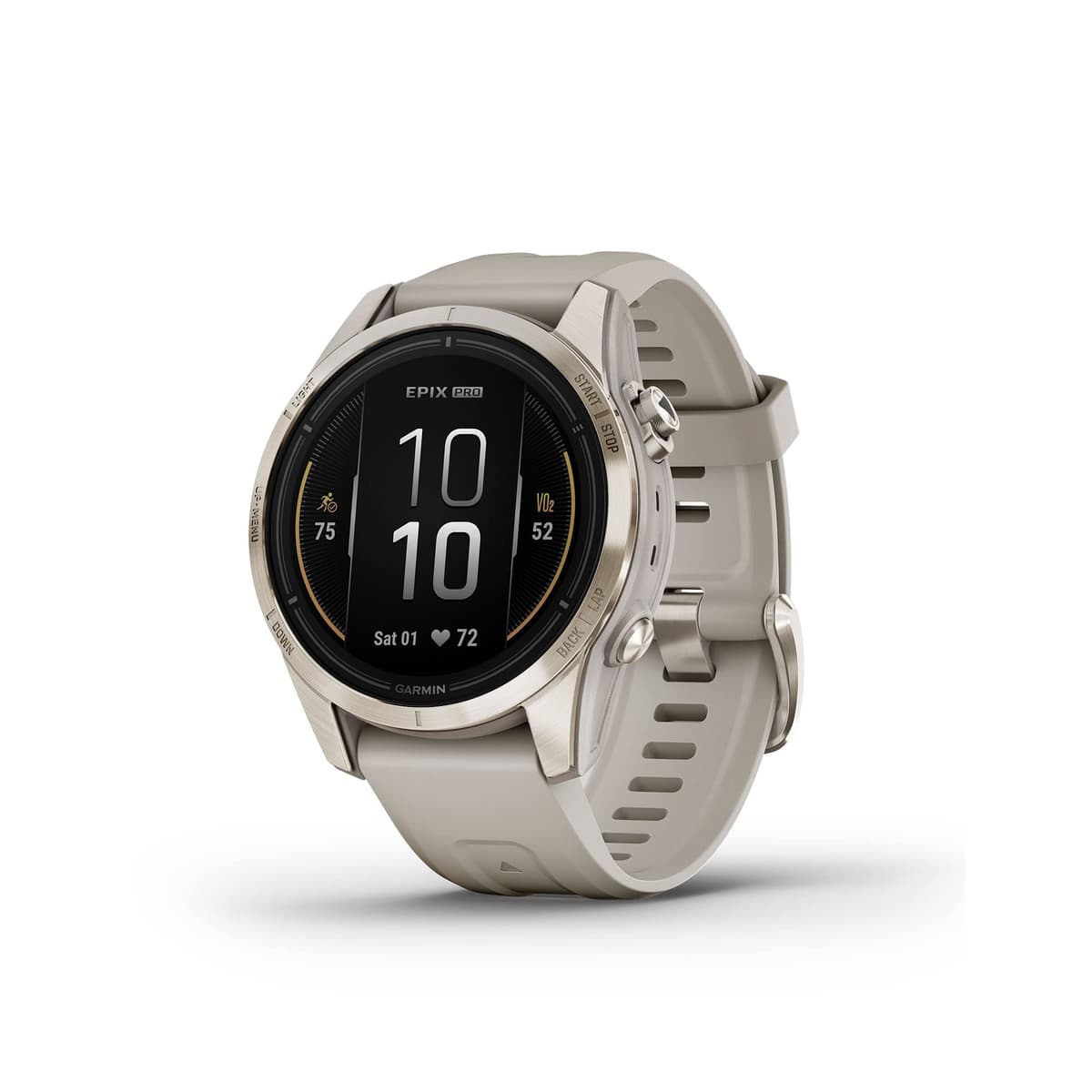 Garmin epix Pro (Gen 2) Edición Zafiro, 42 mm, Smartwatch de Alto Rendimiento, Tecnología Avanzada de Entrenamiento, Linterna Integrada, Arena Clara (Reacondicionado) 010-02802-10-cr