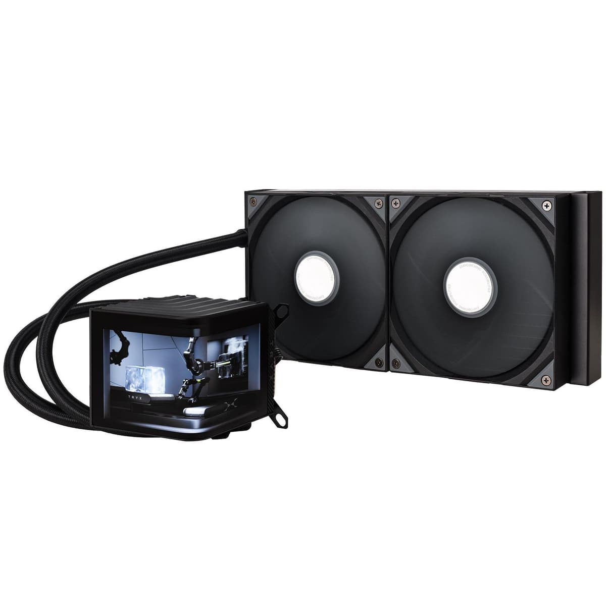 TRYX Panorama 280 Negro 280 mm AIO Pantalla Curvada AMOLED 6.5'' Efecto Anamórfico 3D Enfriador AIO Personalizable 280 mm Bomba Asetek 8ª Gen 300W TDP Ventilador ROTA PRO 140 mm LGA 1851/1700/1200/115X AM5/AM4 L-P280N-DS2M-G0K