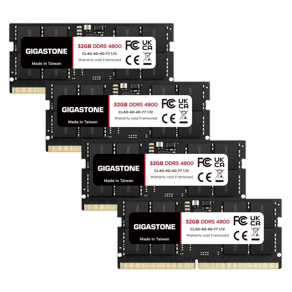 GIGASTONE 128GB (4x32GB) DDR5 4800MHz SODIMM 262-pin CL40 1.1V - Kit para laptops DDR5