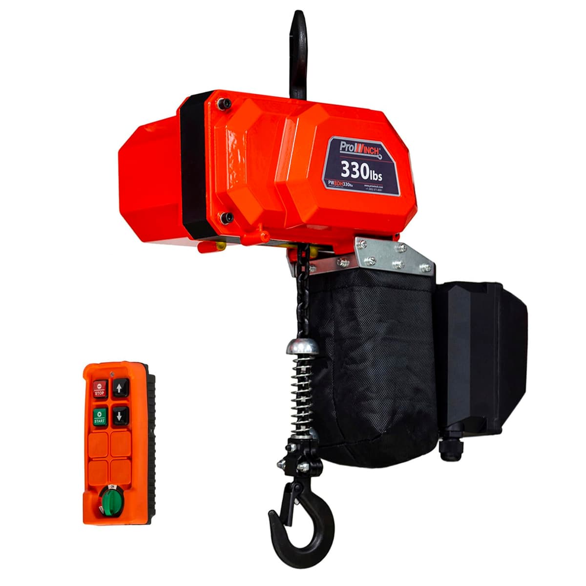 Prowinch Polipasto Eléctrico 110V, Capacidad 330 lb, Cadena G80 10ft, Control Remoto Inalámbrico PWBDH330RU
