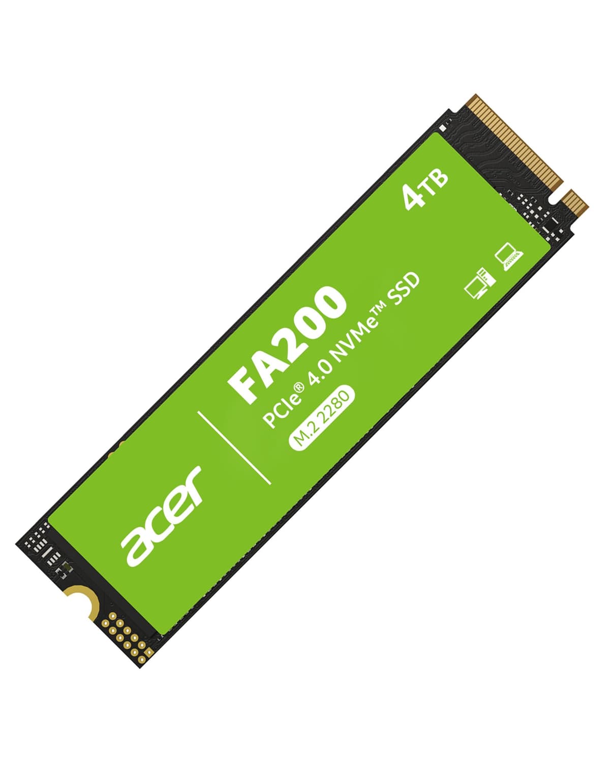 acer FA200 NVMe Gen4 SSD 4TB, PCIe 4.0, M.2 2280, Velocidades de lectura hasta 7200MB/s, Unidad de estado sólido interna para laptop, PC de escritorio y actualización de PS5 - BL.9BWWA.150