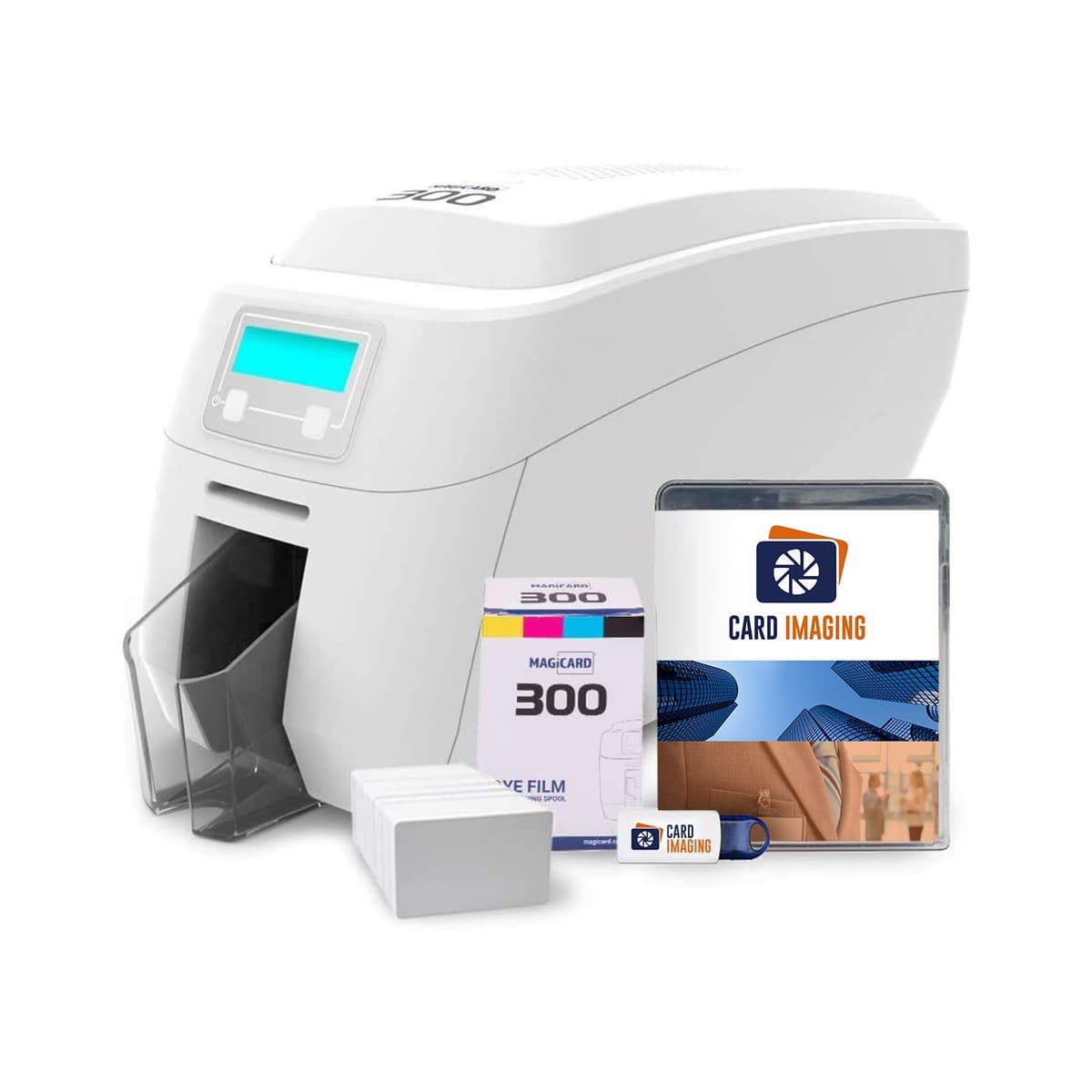 Card Imaging Magicard 300 Impresora de Credenciales Doble Faz Bundle (3300-0021)