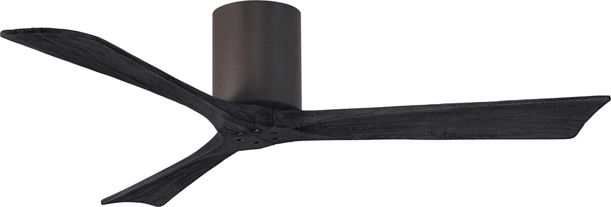 Matthews IR3H-TB-BK-52 Irene ventilador de techo empotrado 52" con control remoto y de pared, motor DC silencioso, 3 aspas de madera negra, bronce texturizado