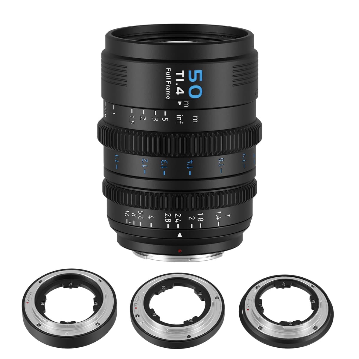 SIRUI VP-1 50mm T1.4 Lente Cine Full Frame con Montura E y Monturas Intercambiables RF/Z/L (Negro) VP-1-50B-AM