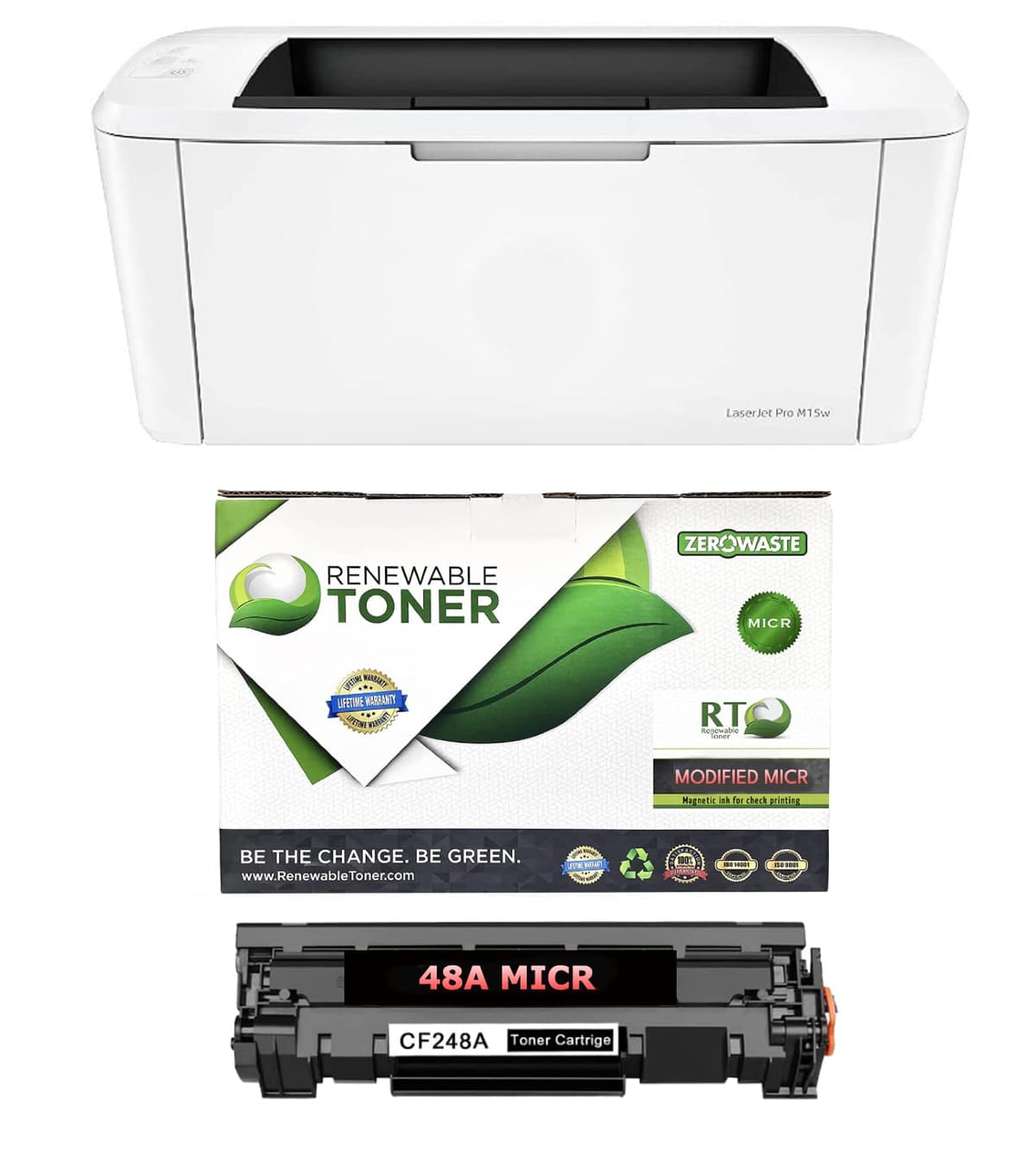 Renewable Toner HP LaserJet Pro M15w con cartucho MICR OEM modificado 48A CF248A para impresión de cheques