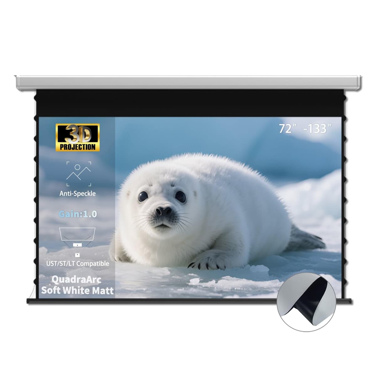 WUPRO Pantalla de proyección motorizada QuadraArc 16:9 White Matt 110" para pared/techo