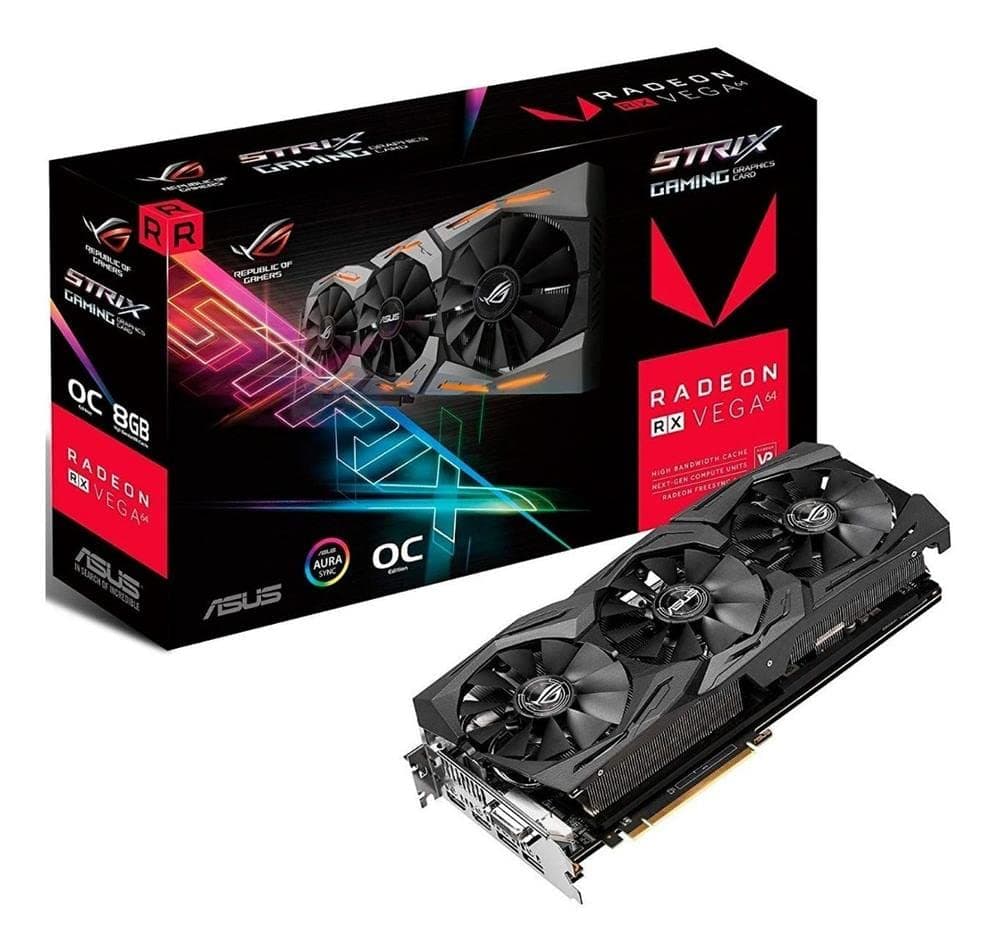 ASUS Radeon RX Vega 64 8GB Overclocked 2048-Bit HBM2 PCI Express 3.0 HDCP Ready Tarjeta de Video (STRIX-RXVEGA64-O8G-GAMING) ROG-STRIX-RXVEGA64-O8G-GAMING