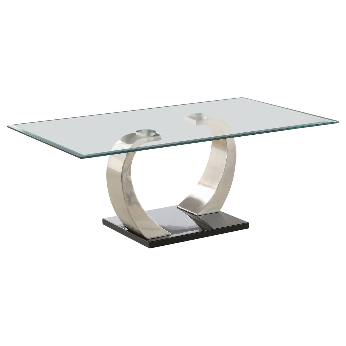 Coaster Home Furnishings Pruitt Mesa de Centro Rectangular de Madera y Vidrio 50-Inch Satin Silver y Negro 701238