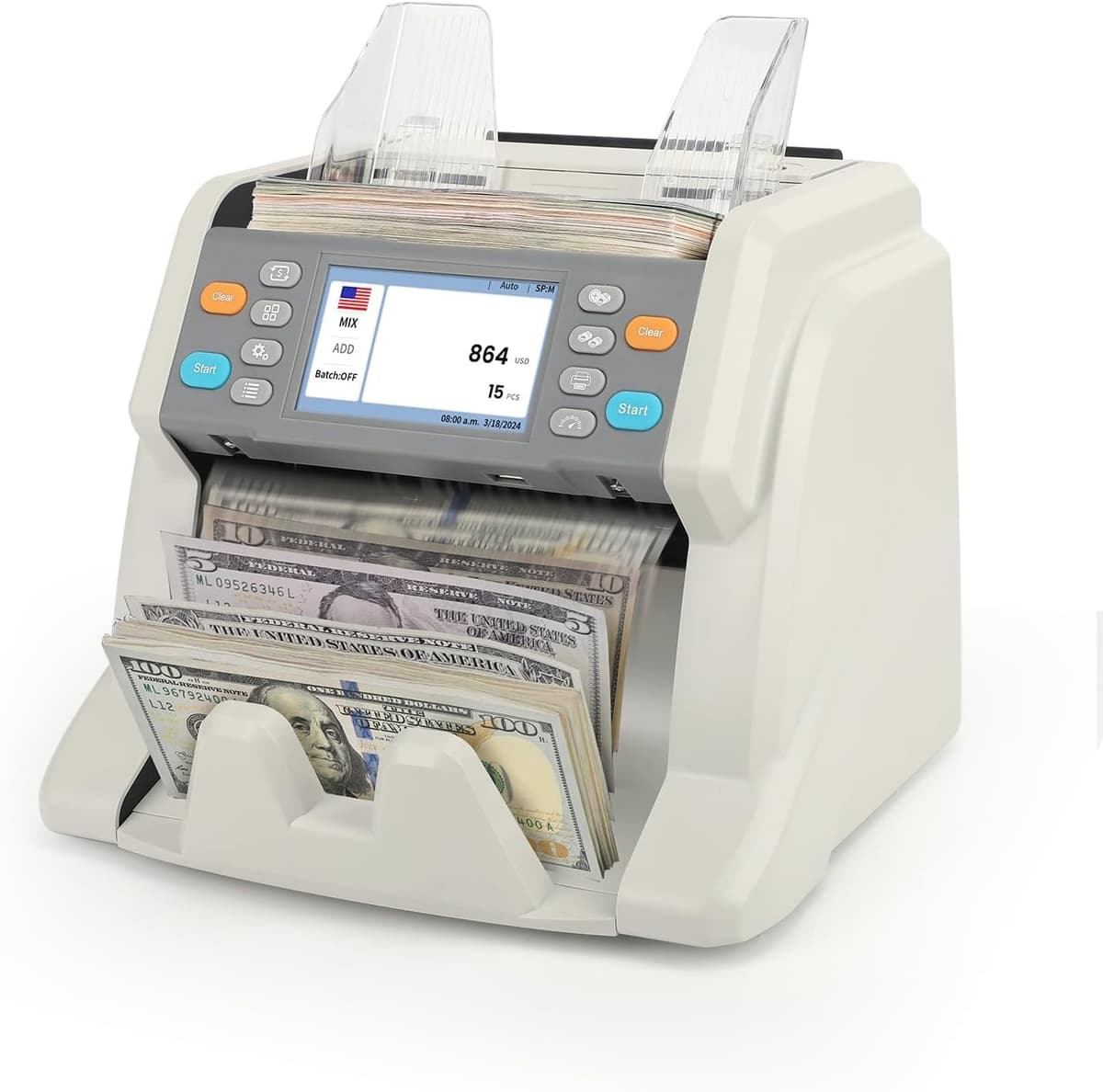 RIBAO MC-50 Contadora de Billetes Profesional Multi Moneda con Detección CIS/UV/MG/MT/IR y Registro