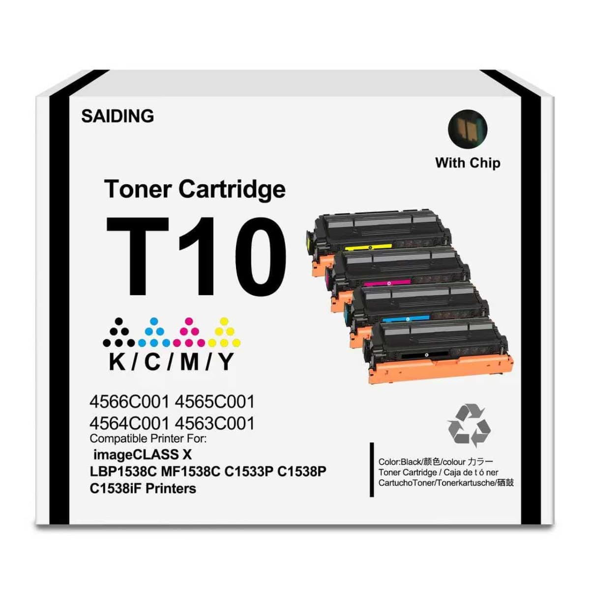 SAIDING Cartuchos de tóner T10/T10L de alta capacidad (4-pack) para Canon Color imageCLASS (4563C001, 4564C001, 4565C001, 4566C001)