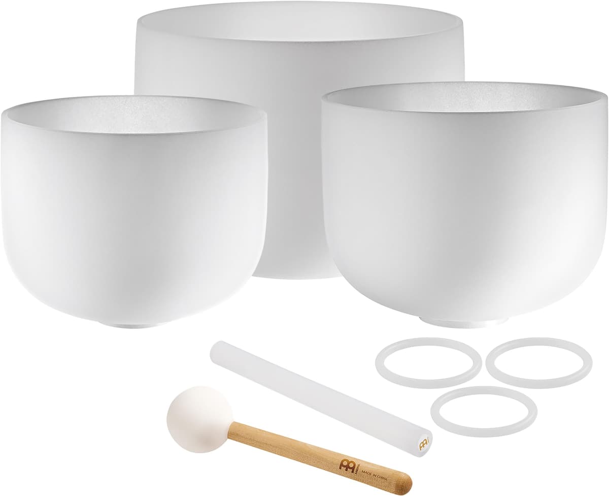 Set de 3 cuencos cantores de cristal Meinl Sonic Energy (A4, F4, C4) con mazos CSBSETAFC