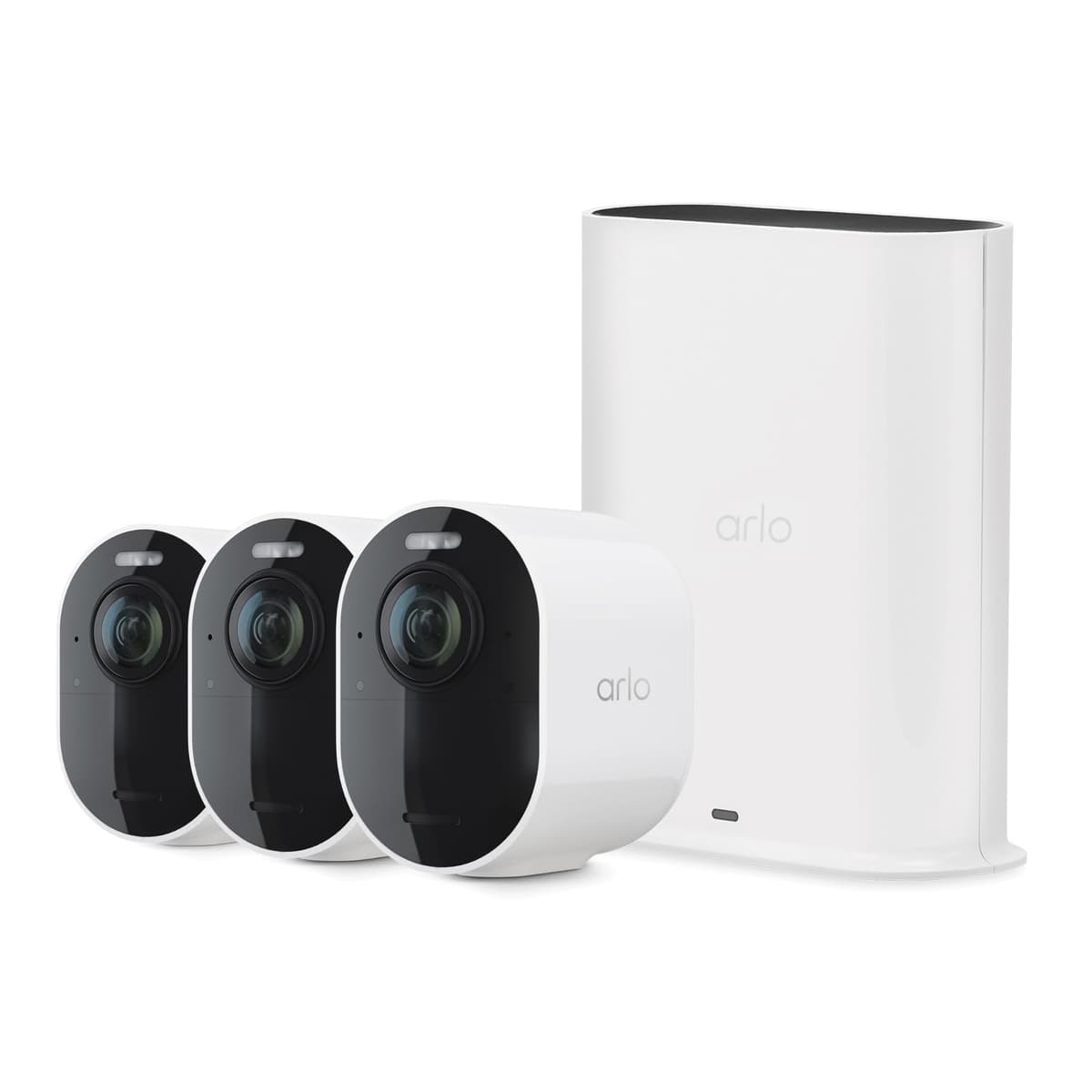 Cámara Arlo Ultra 2 Spotlight 4K HDR (3 cámaras, SmartHub) | Cámara de seguridad inalámbrica para el hogar | Visión nocturna en color, sensor de movimiento, vista de 180º, audio bidireccional, blanco VMC5040