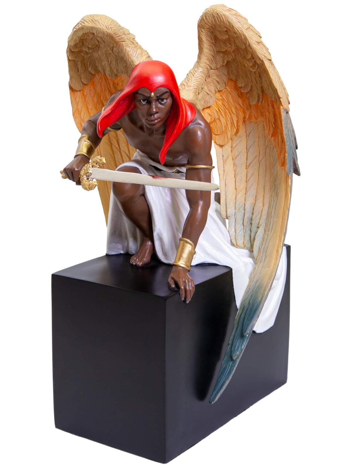 African American Expressions - Figurilla Ready for Battle Angel por Thomas Blackshear (7" x 7" x 11.25") FBCF-01