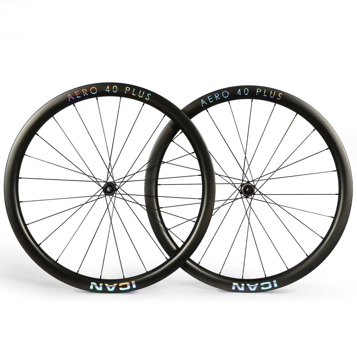 ICAN AERO 40 Plus - Juego de ruedas carbono 700C 1382g, llanta 23mm, Disc Clincher Tubeless AERO-40-Plus-Disc-Shi